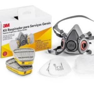 KIT RESPIRADOR 6200 COM CARTUCHO 6003 FILTRO 5N11 RETENTOR 501 3M CA4115