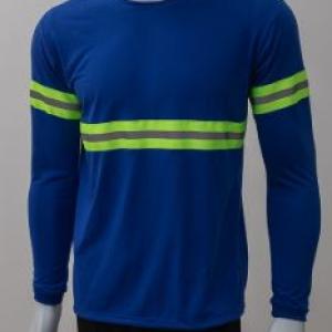CAMISETA MANGA LONGA MALHA FRIA AZUL MARINHO COM FAIXA REFLETIVA