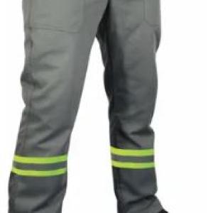 CALCA DE BRIM CINZA C/ FX REFLETIVA AMARELA