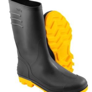 BOTA AS PVC PRETA SOLADO AMARELO CANO MEDIO SF VONDER CA43107