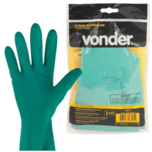 LUVA NITRILICA VERDE COM FORRO VONDER TAM CA49342