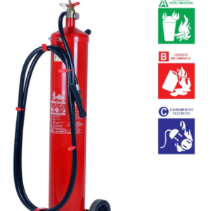 EXTINTOR INDUSTRIAL PQS 20KG ABC 10A- 80B-C 01 ANO - SOBRE RODAS